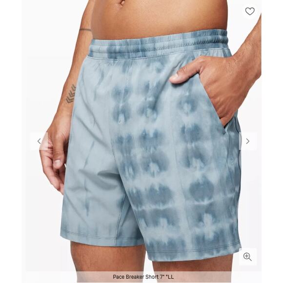 Lululemon Shorts Men Medium Pace Breaker Blue Tie Dye Athletic Running Gym - Picture 2 of 10